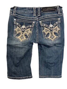 LA Idol USA  Bermuda shorts size 0 Womens Embellished Denim